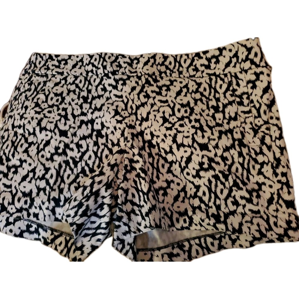 J. Crew Shorts Womens Side Zip‎ Navy White Stretch Flat Front Hipster Size 14
